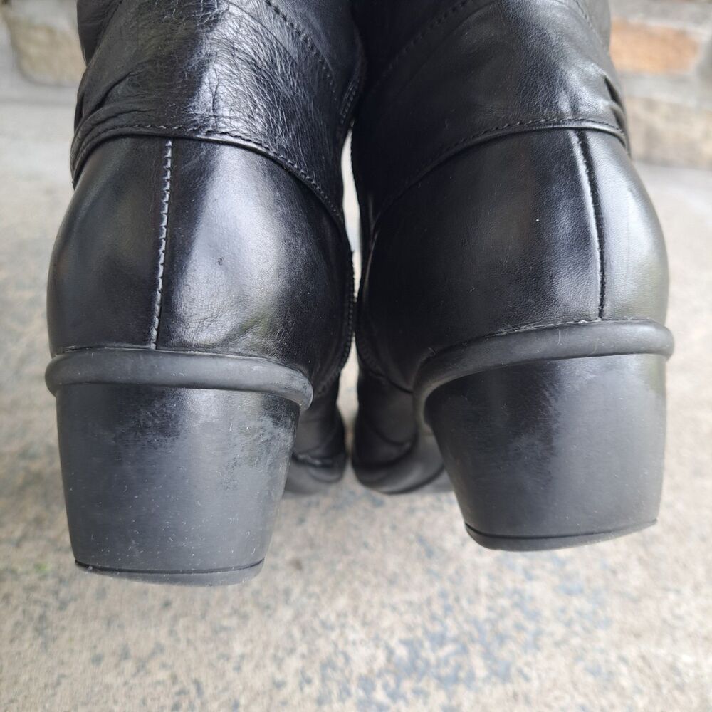 Clarks Wish Excite Knee High Leather Riding Boots Elastic Calf Ext Womens 9M - Picture 8 of 14